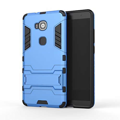 Funda Huawei G8 OuDu Carcasa de Armadura en PC y TPU para Huawei G8 Caja Caucho Soft Silicone Frame Case Hard Back Cover Heavy-Duty Dual-Layer Bumper with Logo Cutout Carcasa Flexible Liso Funda R  gido Duradero Caja Anti Rasgu  os Anti Choque Anti Deslizante con Funci  n Soporte - Azul