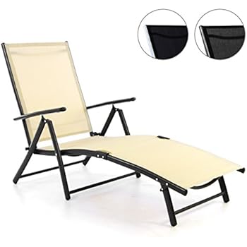 Outsunny Sonnenliege Gartenliege stabil Strandliege klappbar mit Kissen