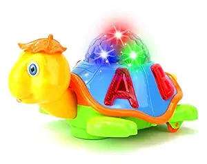 KINDRED 360 Degree Rotating Musical Dancing Tortoise Toy with 3D Flashing Light and Music Battery Operated Turtle Toys for Little Kids
