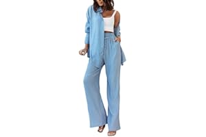 ticticlily Tailleur Donna Eleganti Completo Estivi 2 Pezzi Tailleurs Pantalone Complete Set Casual Blusa con Bottone e Pantaloni Lunghi A Vita Alta Abbigliamento da Lavoro Streetwear Autunno