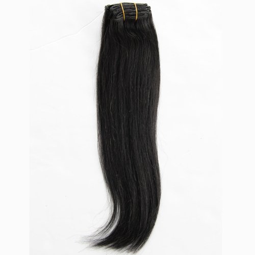 GoGoDiva Clip in Hair Extensions 100% Human Remy Hair #1 Jet Black colour 15 inches Length 90 grams hair weight