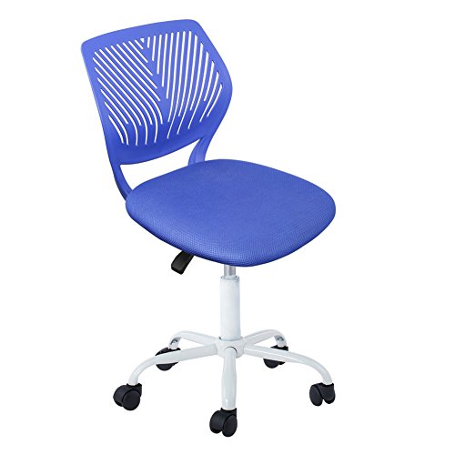 IWMH Siège De Bureau Pour Enfant Adolescent Professionnel Chaise Dactylo Pivotante Petit Fauteuil Contemporain Avec Dossier Ergonomique Sans Accoudoirs Hauteur Réglable Bleu