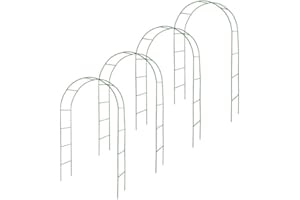 Oxeo Lot de 4 Arches de Jardin métallique pour Plantes grimpantes - Arceau rosiers grimpants - Résistant aux intempéries 140 cm Vert foncé