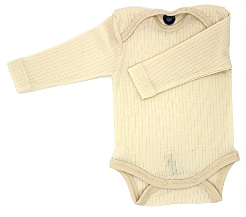 Cosilana - Baby Bodysuit Long Sleeve, 8-15 months (Height 28-31) (74/80), Natural, 45% Organic Cotton, 35% Organic Merino Wool, 20% Silk