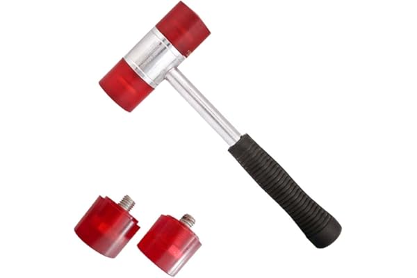 Volo soft faced hammer with two nylon mallets (Color: Red)