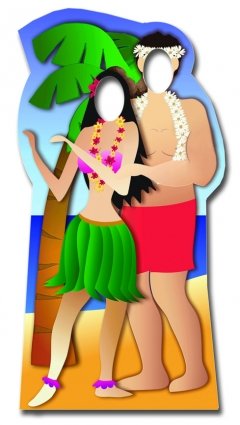 Hawaiian Couple Stand-in - Beach Party Lifesize Cardboard Cutout / Standee / Standup