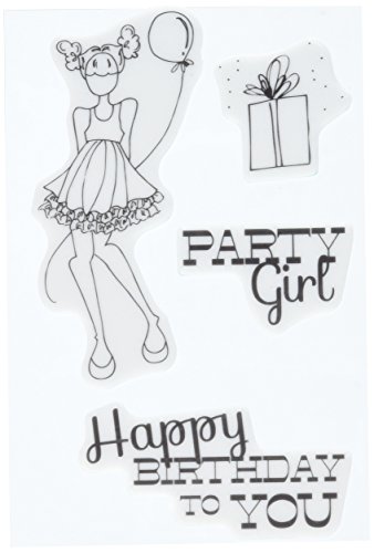 Prima Marketing Julie Nutting Mixed Media Cling Rubber Stamps-Party Girl Set 1.5 2 x 4-inch