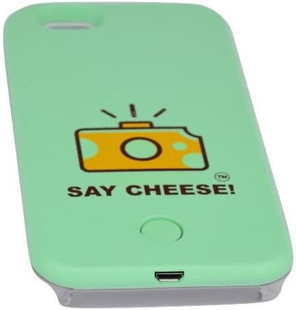 Premsons® Say Cheese Selfie Light Up Case for iPhone 6/6S | LED Illuminated Protective Phone Cover (Mint Green) | Includes USB Cable Charger