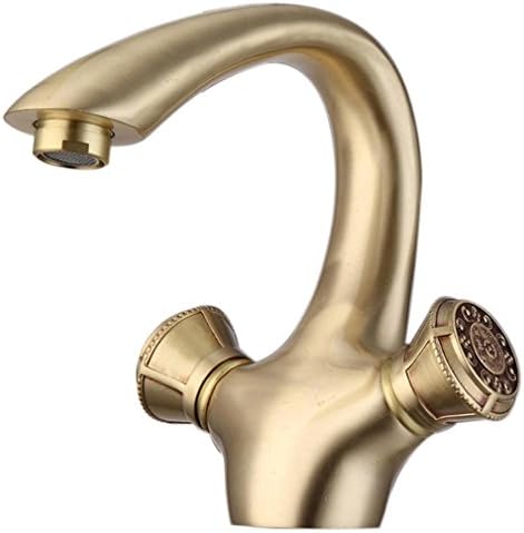 Heruai The Whole Copper Faucet Single-Hole Hot And Cold Bathroom Sink Antique Water Head Dragon Stainless Steel Double Put water-tap