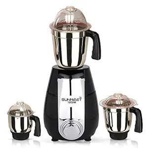 Sunmeet Black Color 1000Watts Mixer Grinder with 3 Jar (1 Large Jar, 1 Medium Jar and 1 Chutney Jar) SA20-SUN-723 Make in India