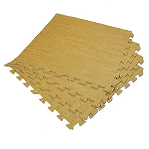 Temoli Interlocking Mat Flooring Kids Interlocking Play Mat Floor Covering Mat, Baby Playmat Play mats for Kids 10 mm Thickness 60 x 60 cm Each Tile, (Set of 8 Tiles, 32 Feet-Wooden Yellow)