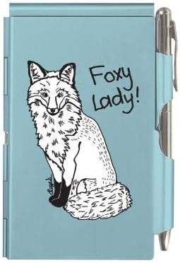 Casey Rogers Designer Glamorous flip notes Blue Foxy Lady ladies handbag notepad in case with pen