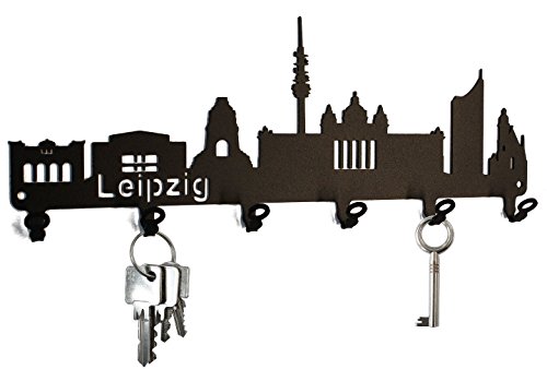 Schlüsselbrett / Hakenleiste * Skyline Leipzig * - Schlüsselboard Sachsen, Schlüsselleiste, Metall - 6 Haken
