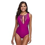 MOSERIAN Damen Bikini Sommer Sexy Sling Soild Mesh Bademode Badeanzug Beachwear Siamese Bikini