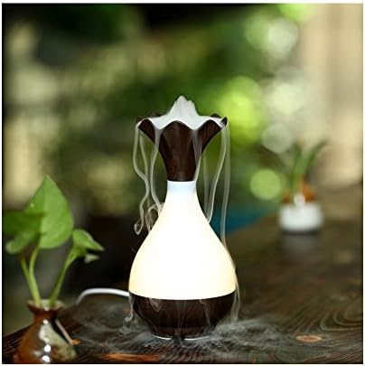 BiilyLi Air humidifier USB diffuser Ultrasonic Aromatherapy essential oil humidifier air Aroma mist maker Fogger purifier steam atomizer LED Night Light (Wood grain 1)
