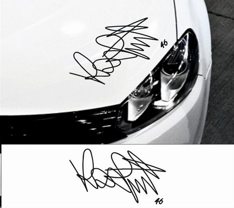 'de alta calidad "Autógrafo de Valentino Rossi 46" de Firma etiqueta "20 cm ancho Varios Colores a Elegir Valentino Rossi VR 46 Parabrisas decorativo para 85 cm sol - Adhesivos moto bike Monster Ninja R1 R6 GSX-R CBR ZX de R Duke Auto Car Racing, coches, para todas las superficies lisas, coches, discos, barniz, calidad profesional cuña Tuning adhesivos Racing