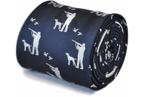 Frederick Thomas Navy Blue Tie with Hunter Shooting Shotgun Pattern FT2098, 147cm Length Luxury Neckwear for Office, Weddings or Formal Events, Classic Men’s Accessory