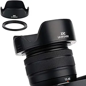 JJC Reversible Lens Hood Cover Shade with 52mm Adapter for Fujifilm Fuji XC 15-45mm F3.5-5.6 & XF 18mm F2 Lens on Camera X-T30 X-T20 X-T10 X-T200 X-A7 X-A5 X-E4 X-E3 X-S10 X-T4 X-T3 X-T2 X-Pro3 X-Pro2