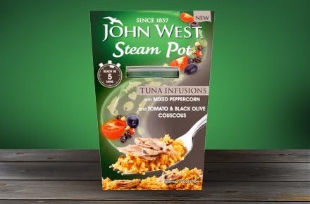 John West Steam Pot Tuna Fusions with Mixed Peppercorn, Tomato & Black Olive Couscous 150g x 1