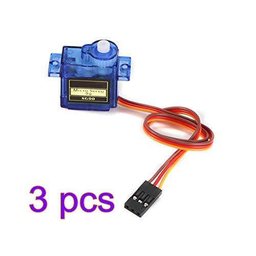 SmartHitech 3Pcs SG90 Micro Servo, Accessori per Veicoli, Servomotore per velivoli a Motore 9G RC, Riduzione del Rumore per Elicotteri di Controllo Remoto, Veicoli, Aerei, Robot di Bordo Controllo