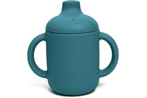 SELLA PRODUCTS Silicone Sippy Cup | 120ml | 100% Non-Toxic Food Grade Silicone | BPA and PVC Free | Double Handle | Leak Proof Lid | Baby Weaning Cup for Hot and Cold Drinks (Dark Turquoise)