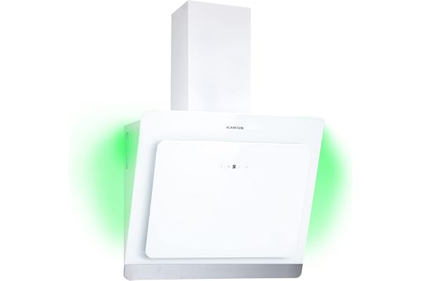 Klarstein Alina Hotte Aspirante 60cm, Hottes de Cuisine Inclinées, Filtre de Hotte en Carbone, Débit d'Air Puissant 563 m³/h, Intelligent IoT/Wi-Fi, LED, Classe A+, Hotte Silencieuse avec Evacuation