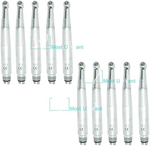 10pcs Dental Lab Push Button KAVO Style Optic Fiber High Speed Handpieces Air Driven Self-Power Illuminated LED Lamp 4Hole Triple Spray