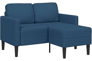 vidaXL Divano 2 Posti con Chaise Longue a L Blu 125 cm in Tessuto, Divano a 2 posti Camera da Letto, divanetto, Divano a Due posti, Divano a 2 posti