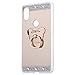 Produktbild QPOLLY Kompatibel mit Hülle Xiaomi Mi Mix 2S Glitzer Strass Kristall Handyhülle Überzug Spiegel Weiche Silikon Handy Hülle Tasche Ring Fingerhalterung Glänzend Mirror Case Zurück Schutzhüll,Bär Gold