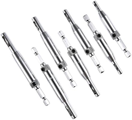 Dophee 7Pcs/Set Self Centering Hinge Twist Drill Bits Door Window Screw Hole Saw Woodworking Reaming Cabinet Tool