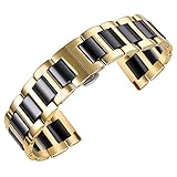 Luxus Keramik Uhrenarmband Ersatz Edelstahl Keramik Uhrenarmband Links Uhrenarmbänder Herrenuhr Armband mit Schmetterlingsschnalle Black & Gold 22mm