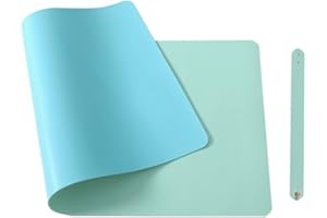 Morain Leather Desk Mouse Pad,Non-Slip PU Leather Office Desk Mat,Waterproof Laptop Desk Pad for Office and Home(Light blue/green, 60x30cm)