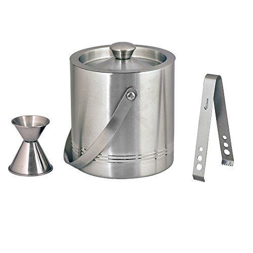 Kosma Edelstahl Doppel Wall Ice Bucket 1,5 Liter mit „GRATIS“ Ice Tong & Doppel Sprit Maßnahme 30/60 - 4
