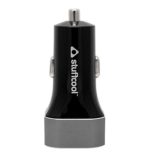 Stuffcool Boulet 5.4 Amp USB & Type C Fast Car Charger for Smartphone, iPhone, Tablet, iPad & Other Type C Supported Devices Like Pixel 2, Pixel 2 XL, OnePlus 6, OnePlus 5T, Samsung Galaxy S9 & S9+ - Black / Grey