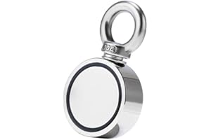 Ant Mag Double Sided Fishing Magnet 160KG (360LBS) Super Powerful Magnet Fishing with Combined Strength Neodymium Magnet Fishing Kit with Eyebolt for River Lake Fishing Indoor Outdoor