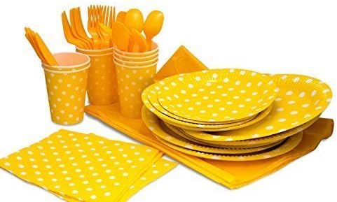 LolliZ Party Pack For 8, Yellow / Polka Dots Design