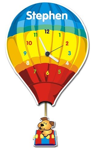 Childrens Personalised Balloon Pendulum Wall Clock
