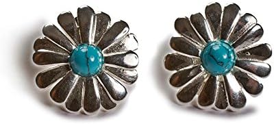 Classic Turquoise and Silver Daisy Chain Stud Earrings