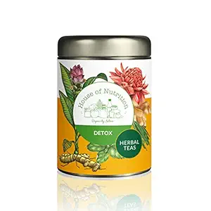 House of Nutrition Organic and Natural Herbal Tea, 50 gm (Ayurvedic Detox Tea with Krishna Tulsi, Rama Tulsi, Lemongrass, Pepermint, Cloves, Ginger roots & Turmeric) 25 servings