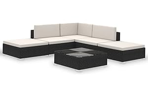 vidaXL Gartenmöbel 6-tlg. Poly Rattan Sitzgruppe Lounge Gartenset Ecksofa