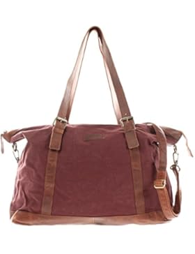 LECONI Weekender Canvas Rindsleder Reisetasche XL Shopper Damen Herren Retro Look 50x36x15cm LE2013-C