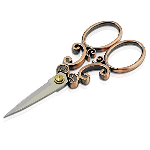 PsmGoods® Vintage antike Edelstahl-Kreuz-Stich Antike Nähschere Schere Old Style Blick Bronze DIY (Scissor 2R) - 5