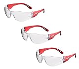 3 x voltX \'GRAFTER\' Gafas de seguridad industriales ligeras, Certificado CE EN166F / Gafas de Ciclismo (TRANSPARENTES - sin dioptría) - Safety Reading Glasses