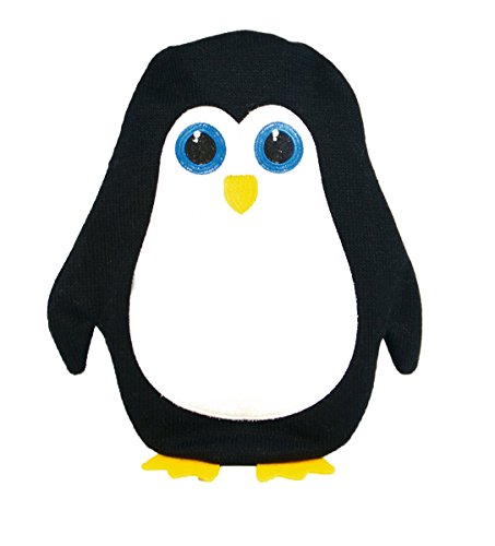Hot Water Bottle With Knitted Embroided Removable Cover 750ML PENGUIN
