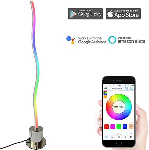 NWEDO Smart WiFi LED Table Lamp,Stepless Dimming LED Desk Lamps,Works with Amazon Alexa,Controlled by a Smartphone,12W Minimalist Decorative Multicolored Lights (Bend style-27.15in)