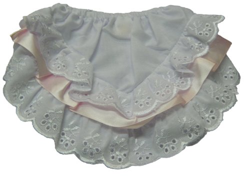 White & Pink Frilly Knickers 0-6 Mths