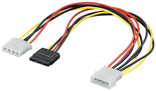 Wentronic 93629 Internes Stromkabel (S-ATA 15-polig auf 2x 5,25 zoll Stecker/Buchse) schwarz