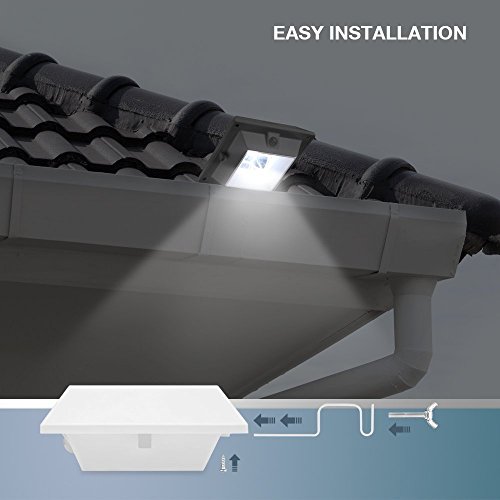 200LM LED PIR Sensor Solarlampe Drahtlos Kaltweiß 7000K Solarleuchte Solar Leuchte Lampe mit Bewegungsmelder Wasserdicht Sicherheit Licht für Garten, Outdoor, Terrasse, Haus, Auffahrt, Treppen, Zaun etc(Weiß 4-pack) - 8