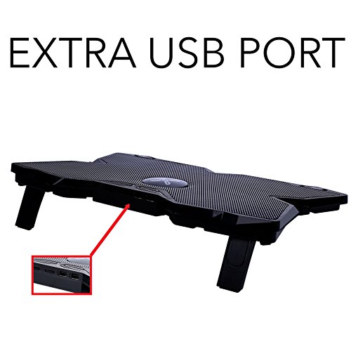 Takit S03 – Laptop cooler 15-17 Zoll Notebook lüfter, 4 x 125mm Lüfter mit 1200 UPM, 2 x USB, tragbar, LED Rot - 4