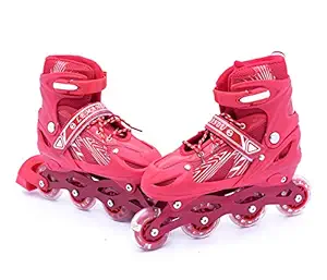 IRIS 72 mm Adjustable Inline Skates IR-201 Size 6-8 UK, Large (Pink)